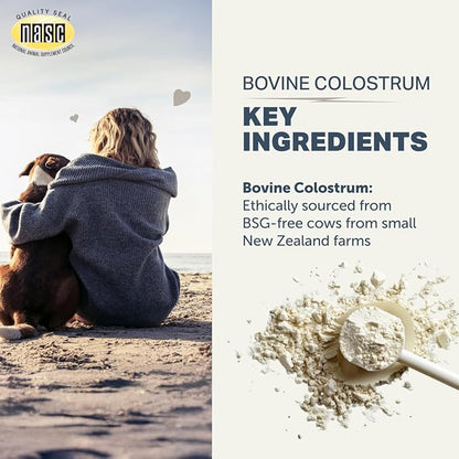 FOUR LEAF ROVER Colostrum for Dogs - Bovine Colostrum from 100% Grass-Fed New Zealand Cows - Skin, Gut & Immune Support - 60 Day Large Dog Supply