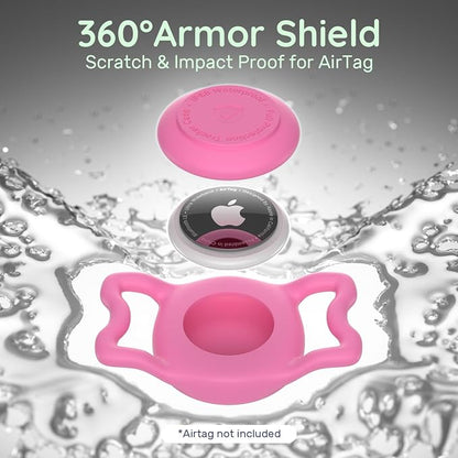 IP68 Waterproof Dog AirTag Holder for Dog Collar, Soft, Stretchy Silicone | Full-Body Protection, Easy Tool-Free Installation, Quiet, No-Dangle Fit, Lightweight, Fits Dog & Cat Collars of All Widths
