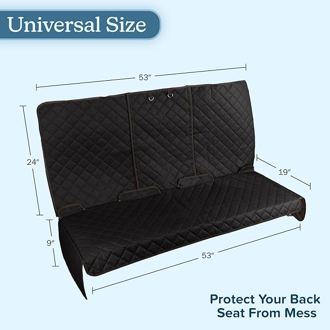 Dog Car Seat Cover for Back Seat - Water-Resistant Car Seat Protector for Cars, Trucks, and SUVs - Seat Cover Protects from Scratches, Mud, Pet Hair and Accidents - Car Accessories by PETMAKER (Black)