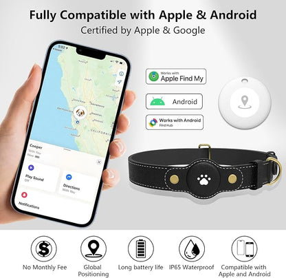 GPS Tracker for Dogs – Smart Dog Collar & Pet Tracker with Real-Time Location, No Monthly Fee, Unlimited Range (iOS & Android) – Fits Small to Large Dogs(Locator Included) (Black)