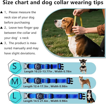 1Pc Air Tags Dog Collar Tracker, Waterproof Pet Collar Location Tracker with Air-Tag Chip for Apple Find My (iOS only) (Blue, S)