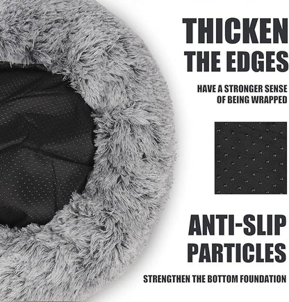 Keep Warm Lapcatz Nest Bed, Cat Bed Round Fluffy Hooded Cat Bed Cave, Anti-Slip Bottom and Machine Washable,Removable Washable Round Beds for Small Medium Pets (Coffee,80cm/31.5inch)