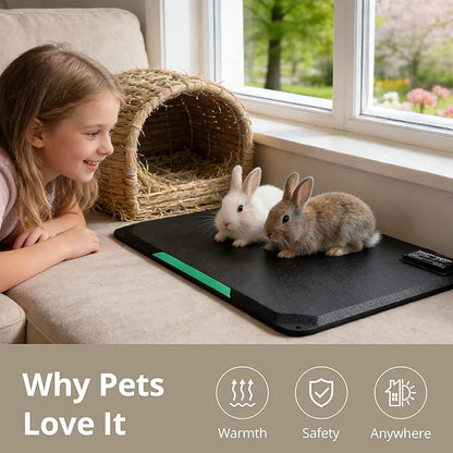 Outdoor Heated Pad for Small Animals, Anti-Bite & Waterproof Cat Heating Pad, Indoor Pet Warmer for Cat Houses/Rabbit Hutches/Chick Brooders in Extreme Weather, 16.5" x 11.8", 35 Watts