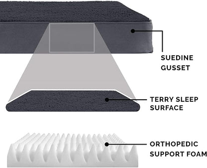 Furhaven Orthopedic Dog Bed for Large Dogs w/ Removable Washable Cover, For Dogs Up to 95 lbs - Terry & Suede Mattress - Gray, Jumbo/XL