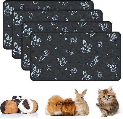 4-Pack Guinea Pig Cage Liner Washable, 16in x 30in Ultra-Absorbent Guinea Pig Bedding for Cage Non-Slip Leak-Proof Pee Pads for Dogs Rabbit Bunny Cat Litter Mat, Navy