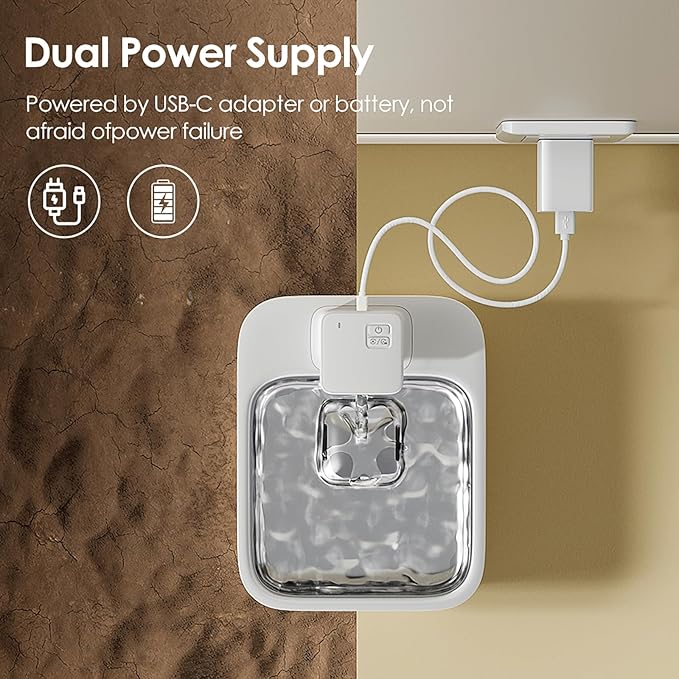 WiFi Cat Water Fountain with App Control 4L/135oz Cordless Stainless Steel Pet Fountain with 3 Washable Filters, 4 Modes & Motion Sensor, Ultra-Quiet BPA-Free Indoor Dog and Cat Dispenser