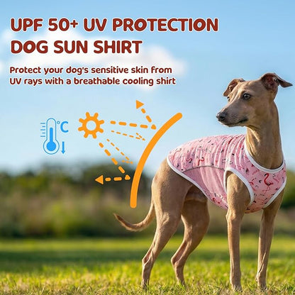 UPF 50+ Sun Protection Dog T-Shirt, 2 Pack Lightweight Sleeveless Dog Vest for Small Dogs Girl – Reflective Strips, Quick-Dry Pet Apparel, Sports Fan Shirt P23ST00511M