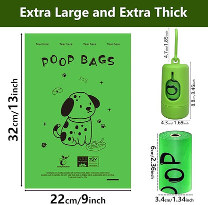 Dog Poop Bags Rolls-Biodegradable dog poop bags, Compostable Dog Waste Bags, ASTM D6400 & EN 13432 Compliant BPI Certified Pet Waste Bags. Earth Friendly 120 waste bag including dispenser