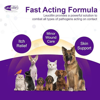 Leucillin Natural Antiseptic Dropper for Dogs, Soothes Itchy Skin and Promotes Healing, Effective Treatment for Dogs, Wound and Skin Care Solution for Pets, First Aid Kit Essential - 50ml