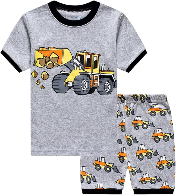 Popshion Boys Pajamas 100% Cotton Toddler Clothes Summer Pjs for Boy Planet Dinosaur Sleepwear Kids Short Sets 2-10 Years