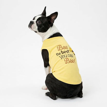 Fitwarm Bee the Best You Can Dog Shirt, Summer Clothes for Small Dogs Boy Girl, Funny Pet Outfit, Yellow, Brown, Blue, Small