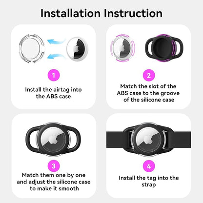 Waterproof AirTag Holder for Dog Collar, Soft Slide-On Dog AirTag Holder | Full-Body Protection, No-Dangle Fit, Ultra-Durable, Lightweight, Tool-Free Installation, Clear Cover, Fits Dog & Cat Collars