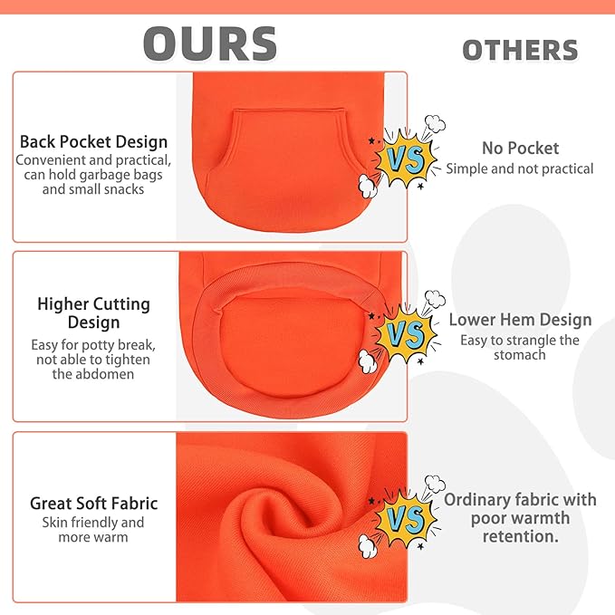 KOOLTAIL Dog Hoodie for Small Medium Dogs Cats, Soft&Warm Pet Sweater with Leash Hole and Pocket Boy Girl,Puppy Fall Winter Jacket Clothes,French Pitbull Cold Weather Coat Sweatshirt,Orange XS