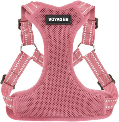 Best Pet Supplies Voyager Adjustable Step-in Flex Breathable Mesh Dog Harness for Small Medium Large Dogs (Pink), S