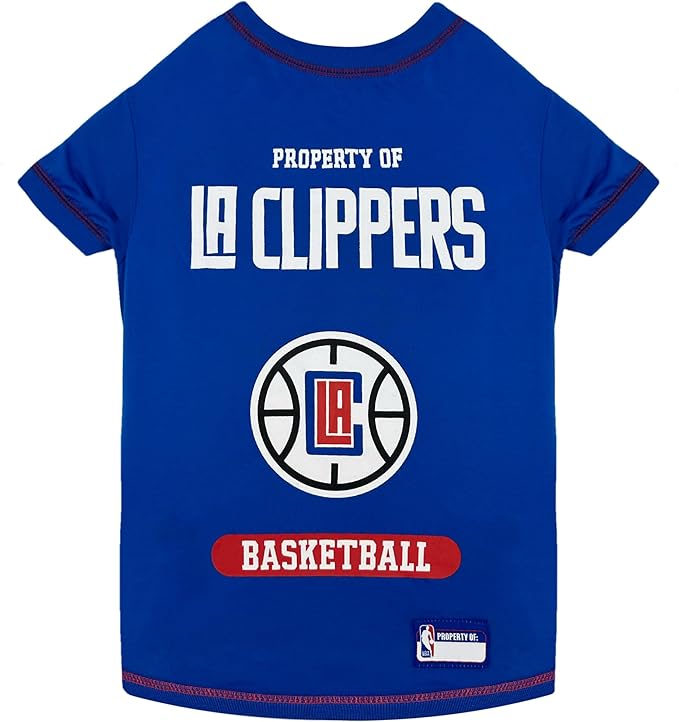 Pets First Cute Dog T-Shirt, Medium - NBA Los Angeles Clippers Dog & Cat Shirt with Basketbal Team Logo. A Comfortable & Fashionable Yet Durable Pet Outfit, Blue (LAC-4014-MD)