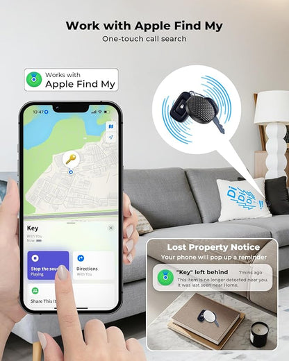 2 Pack Smart Trackers, Portable Bluetooth Tracker, Anti-Lost Device for Keys Luggage Satchels Backpacks and Pets, Works with Apple Find My App (iOS Only, Not Compatible with Android)-White & Black