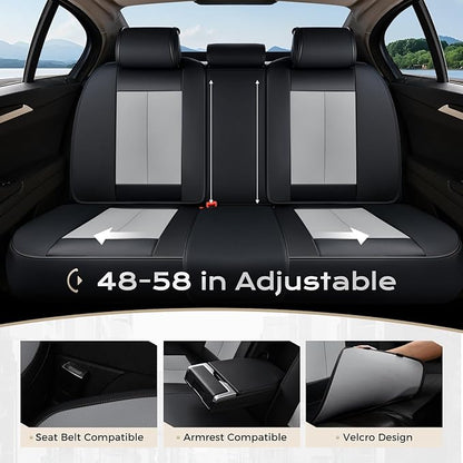 Coverado Car Seat Covers Full Set, Car Seat Protector Waterproof, Nappa Leather Car Seat Cushion, Seat Covers for Cars, Front Seats and Back Universal Fit for Most Cars