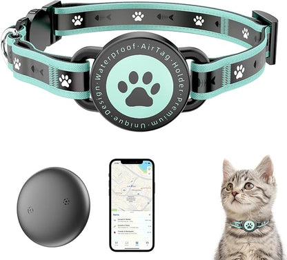 Cat GPS Collar, iOS & Android, Bluetooth, Green, Green-1P | Activity monitor, no monthly fee, works with Apple Find My & Google Find Hub, adjustable, fits cats and small dogs