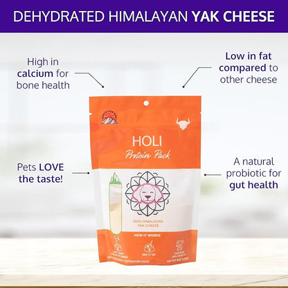 HOLI Dehydrated Himalayan Yak Cheese Dog Food Topper - All Natural Dog Food Flavor Enhancer - 6oz