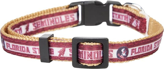 Pets First Collegiate PET Collar New Version Florida State Seminoles Dog Collar, Size Small. Best Sports Team Color for Dogs & Cats. A Shiny & Colorful Dog & Cat Collar Licensed by The NCAA