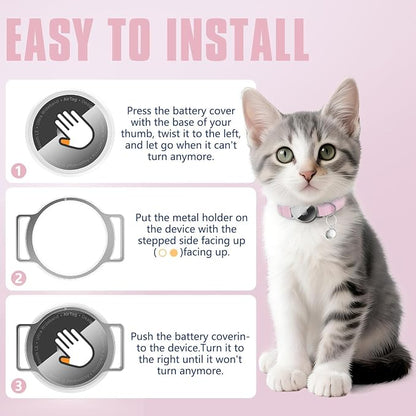 AirTag Cat Collar, Elastic Tracker Collar with Airtag Holder and Bell | Compatible with Apple Air Tag, Lightweight & Scratch Resistant, Adjustable Stepless GPS Pet Collar for Cats Kittens, Pink