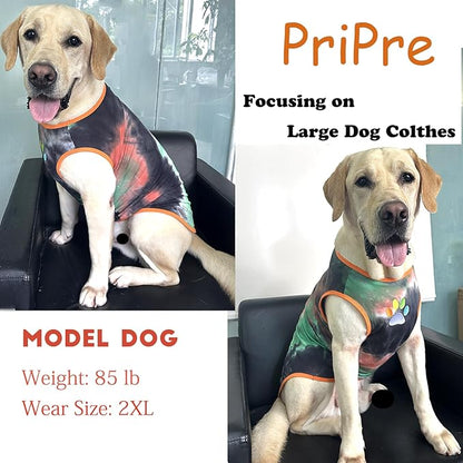 Dog Shirt Dog Vest Summer Tie Dye Dog Clothes Cool Breathable Cotton T-Shirt Medium Large Dog Boys Girls Shirt(GreenOrange, Medium)