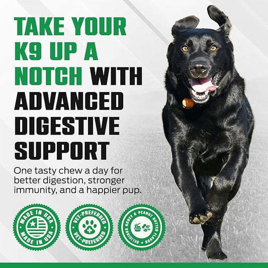 K10 Probiotic Chews for Dogs (10ct) – Advanced Digestive Support with Probiotics, Prebiotics & Superfoods – Vet-Preferred Dog Supplement for Digestion, Immunity, Skin, Coat & Everyday Vitality