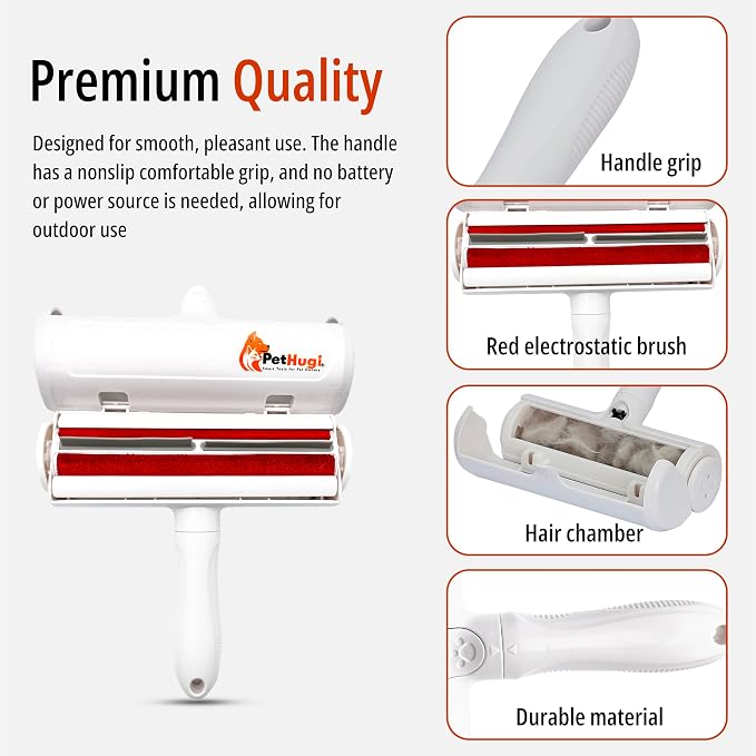 Reusable Pet Hair Remover Roller for Couch & Furniture – Self Cleaning Lint Roller for Dog & Cat Hair, Washable Pet Hair Cleaner for Carpet, Sofa & Bedding