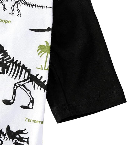 Dog Dinosaur T Shirts Black Long Sleeve White Shirt Pajamas Pets Soft Cotton Apparel Clothes for Large Dogs, L