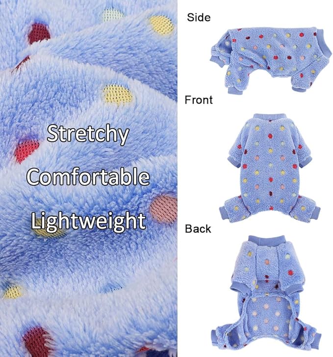 YIKEYO Dog Pajamas for Small Dogs Boy and Girl,Cotton Small Dog Sweater, Stretchable Pet Jammies Puppy Outfits for Dogs Female Male, Winter Doggie Pjs Clothes(Blue, S)