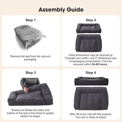FURTIME Orthopedic Dog Bed Medium Size Dog, Extra Thick Supportive Comfort Pet Sofa, Ergonomic Slant Dog Couch Bed with Removable Washable Cover, Ultra Soft Surface & Non-Slip Bottom, Grey, 35"