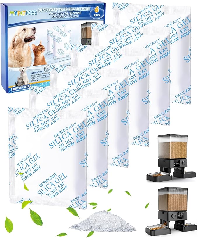 6PCS Desiccant Packs Replacement Fit for All oneisall Smart Feeders, Dessication Packets, Bags for Moisture Control for Automatic Pet Feeders, Silica Gel Desiccant Packs for Storage