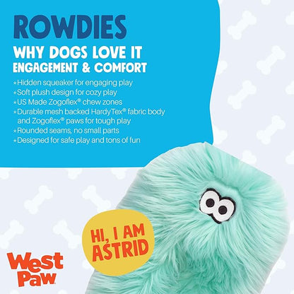 WEST PAW Rowdies Astrid Durable Plush Dog Toy with Reinforced Seams and Chew Resistant Design for Tough Play Safe Indoor or Outdoor Fun for Dogs Who Deserve the Best - Seafoam