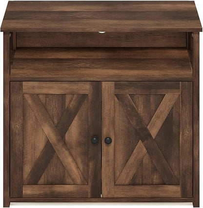 Furinno Peli Farmhouse Cat Litter Cabinet Storage with 2 Doors, Rustic Brown