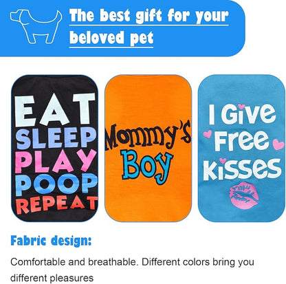 6 Pack Dog Clothes for Small Dogs Boy, Soft and Breathable Puppy Kitten Dog Shirts with Letters for Pet Cats, Summer Dogs' T-Shirts Apparel Sleeveless Vests for Chihuahua Yorkies (boy, M)