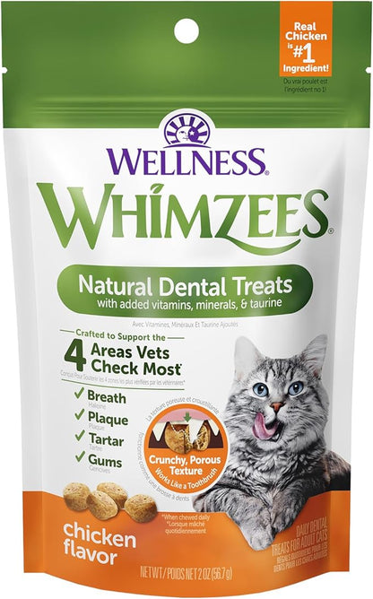 Wellness WHIMZEES Cat Dental Treats, Freshens Breath, Chicken Flavor, 2 oz Bag