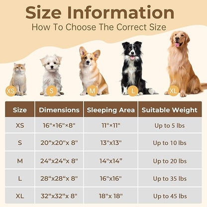 Calming Anti-Anxiety Donuts Dog And Cat Bed, Round Fluffy Soft Washable Small Medium Pet Bed For Puppy & Kitten, Cuddler Warming Comfortable Cushion, Luxury Anti-Slip Waterproof Mute Base 20in (Camel)
