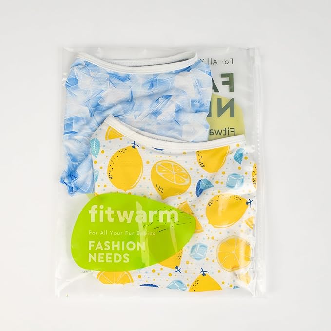 Fitwarm 2 Pack Ice Lemon UPF 50+ UV Sun Protection Dog Shirt, Lightweight Dog Cooling Vest, Quick Dry Summer Clothes for Small Dogs Boy Girl, Pet Outfit, Blue, Yellow, White, Medium