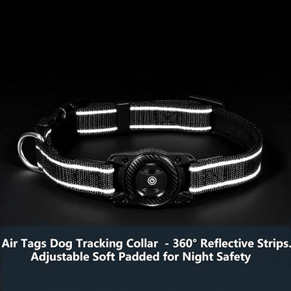 Tracking Dog Collar, Waterproof Pet Collar with a Tracker Tag for Apple Find My (iOS only) (Black, S)