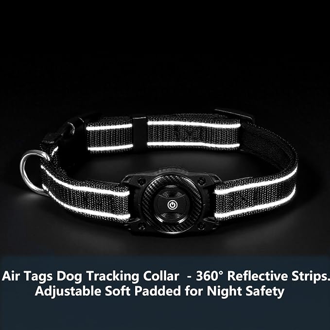 1Pc Air Tags Dog Collar Tracker, Waterproof Pet Collar Location Tracker with Air-Tag Chip for Apple Find My (iOS only) (Red, S)