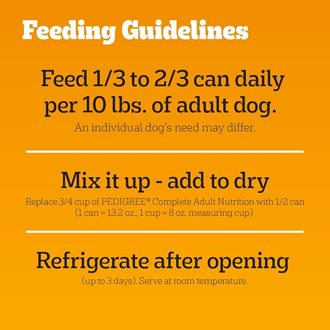 Pedigree Chopped Ground Dinner Adult Soft Wet Dog Food Turkey & Bacon Dinner, Canned Dog Food, 13.2 oz. Cans, 12 Count