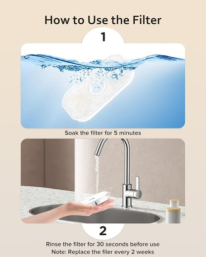 PEKTACO Water Fountain Replacement Filters for SSPF-V04, 2.8L/95oz, 8 Pack | Activated carbon, ion exchange resin, non-woven fabric, layered filtration, helps reduce hair, dirt, odors and impurities