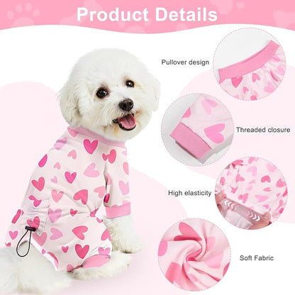 Bienbee Dog Pajamas, 4 Pack Dog Recovery Suit Shedding Suit Cute Soft Puppy Clothes Dogs Pjs Onesies Jammies Adjustable Breathable & Stretchy Clothes for Small Medium Large Dogs Girl Boy Puppy-XS
