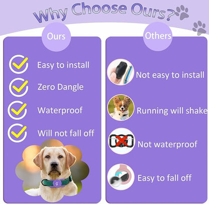 SANKALA Airtag Dog Collar Holder, 1 Pack, Dark Purple | Silicone Full Body Covered, Anti-Lost Protective, Fits All Width Collars, for Apple AirTag(Gen 1 & 2), Signal Friendly