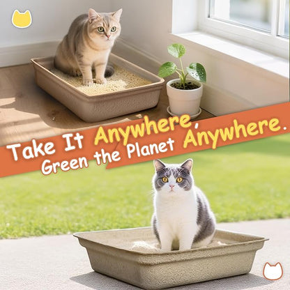 Disposable Litter Boxes for Cats Leak-Proof: 32-Pack Odor Control Sustainable Large Kitty Tray for Travel/Indoor Use