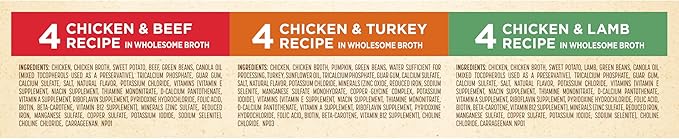 Nature's Recipe Grain Free Wet Dog Food Variety Pack, Chicken Recipes with Beef, Turkey & Lamb in Savory Broth, 2.75 oz. Cups (Pack of 48)