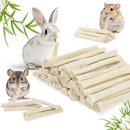 Sukh 420g Sweet Bamboo Chew Sticks - Natural Rabbit Bamboo Sticks Small Animal Chew Toy Bunny Molar Treats Atural Teeth Grinding Toys for Squirrel Guinea Pigs Chinchilla