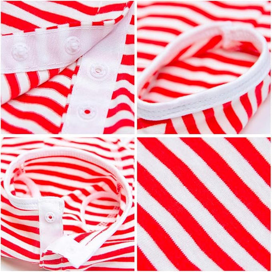 Dog’s Recovery Suit Post Surgery Shirt for Puppy, Wound Protective Clothes for Little Animals(red White Stripe-XXS)