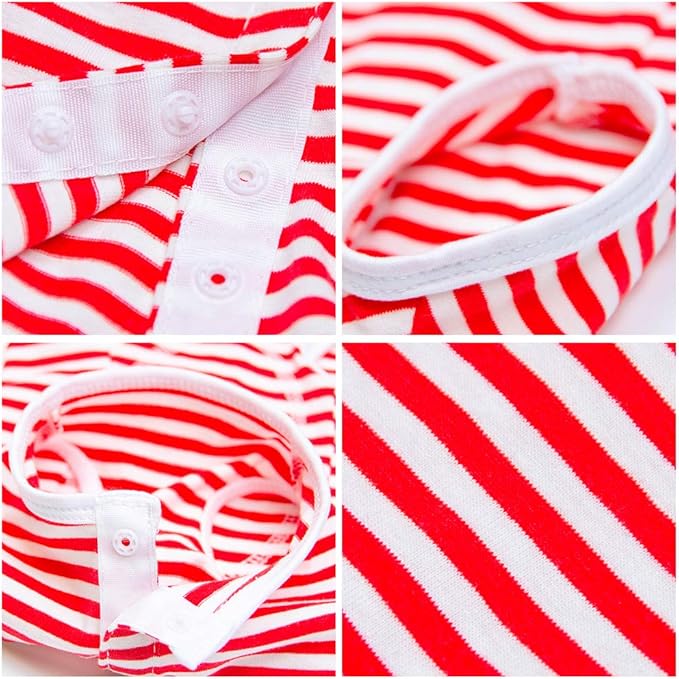 Dog’s Recovery Suit Post Surgery Shirt for Puppy, Wound Protective Clothes for Little Animals(red White Stripe-s)