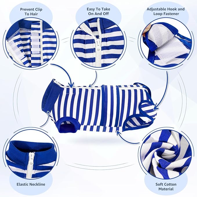 Lukovee Recovery Suit for Dogs, Zipper On Recovery Suit for Female Male Dog, Onesie Abdominal Wounds Cone E-Collar Alternative Prevent Licking Spay Recovery Suit (1BL,XL)